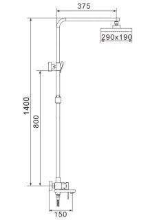 Душевая стойка Rose R2836H чёрный матовый